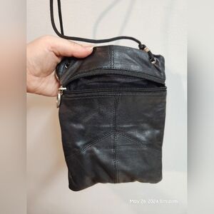 Small black leather pouch